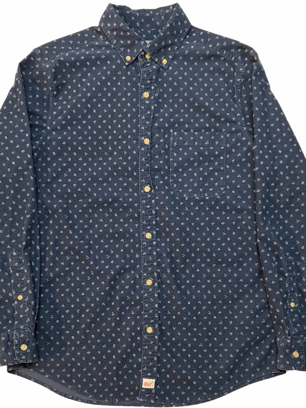 Vineyard Vines Medium Corduroy Men's Murray‎ Shirt Blue Floral Print Classic Fit